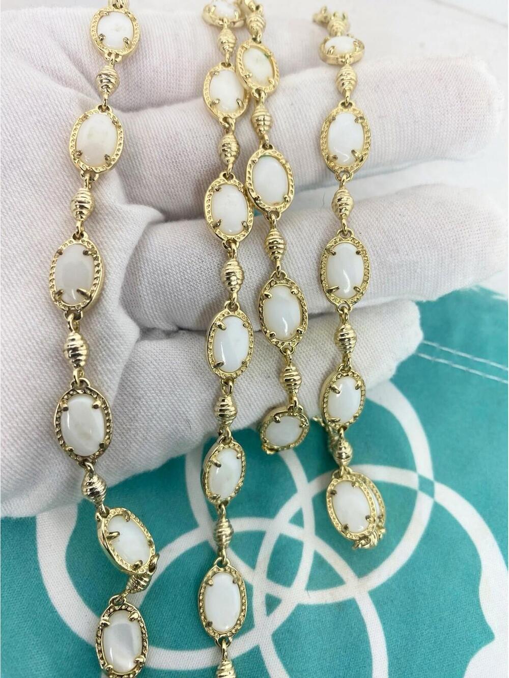 Kendra Scott Rare White Mother of Pearl Long Gale Necklaces